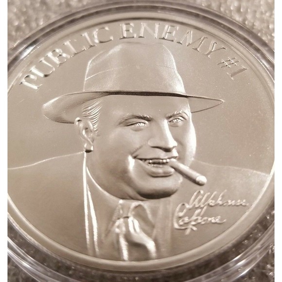 AL Capone Public Enemy #1 1 oz .999 silver round Chicago Gangster tommy … - Picture 2 of 6